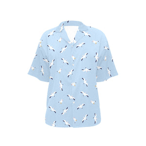 Seagull Pattern Print Design 02 Women's All Over Print Hawaiian Shirt