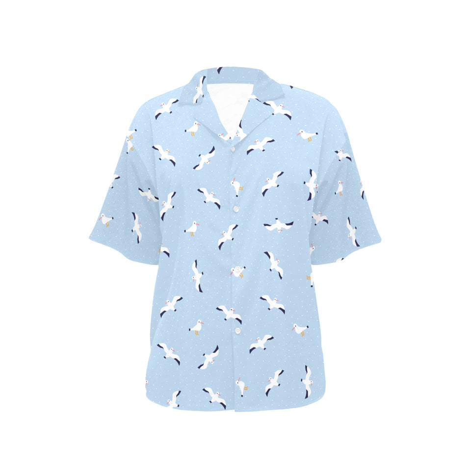 Seagull Pattern Print Design 02 Women's All Over Print Hawaiian Shirt