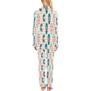 Surfboard Pattern Print Design 02 Women's Long Pajama Set