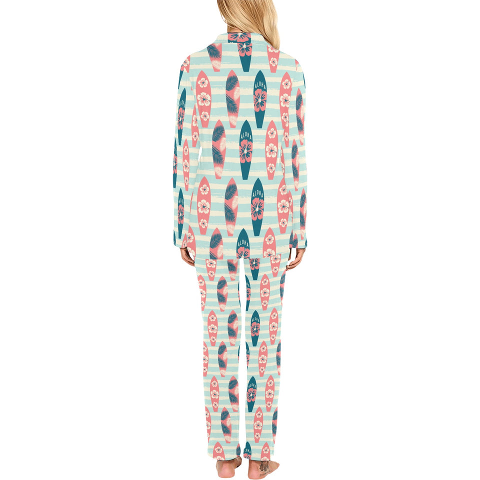 Surfboard Pattern Print Design 02 Women's Long Pajama Set