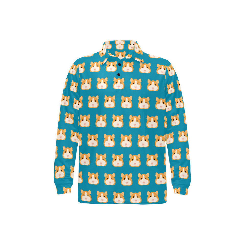 Guinea Pig Pattern Print Design 03 Men's Long Sleeve Polo Shirt