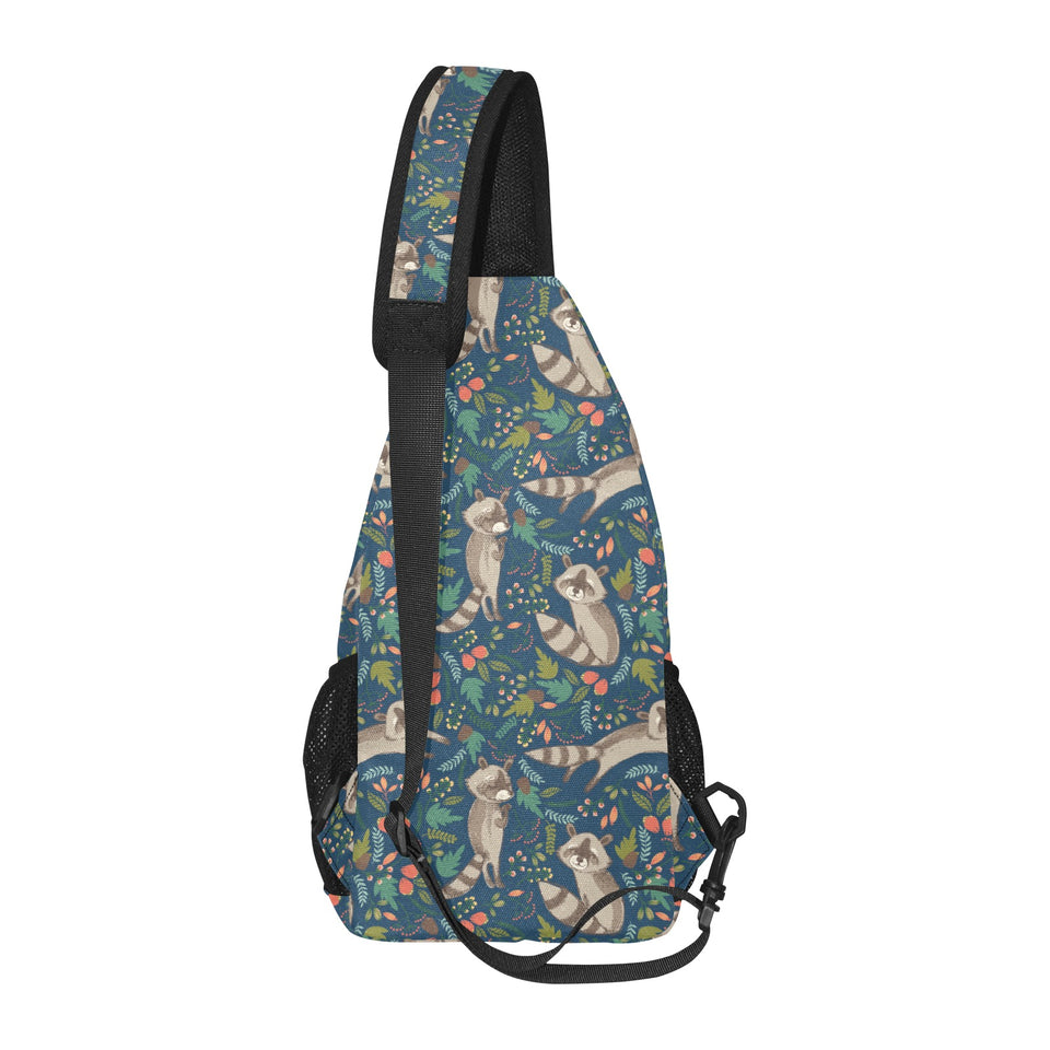 Raccoon tropical leaves pattern All Over Print Chest Bag