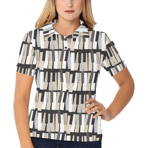 Piano Pattern Print Design 04 Women's All Over Print Polo Shirt