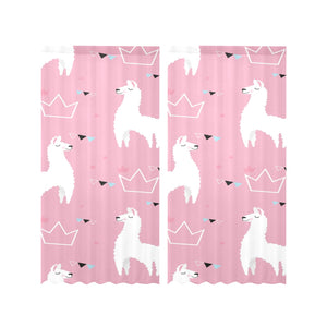 Llama Alpaca pink background Gauze Curtain
