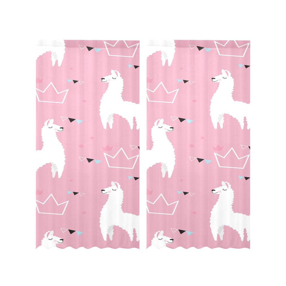Llama Alpaca pink background Gauze Curtain