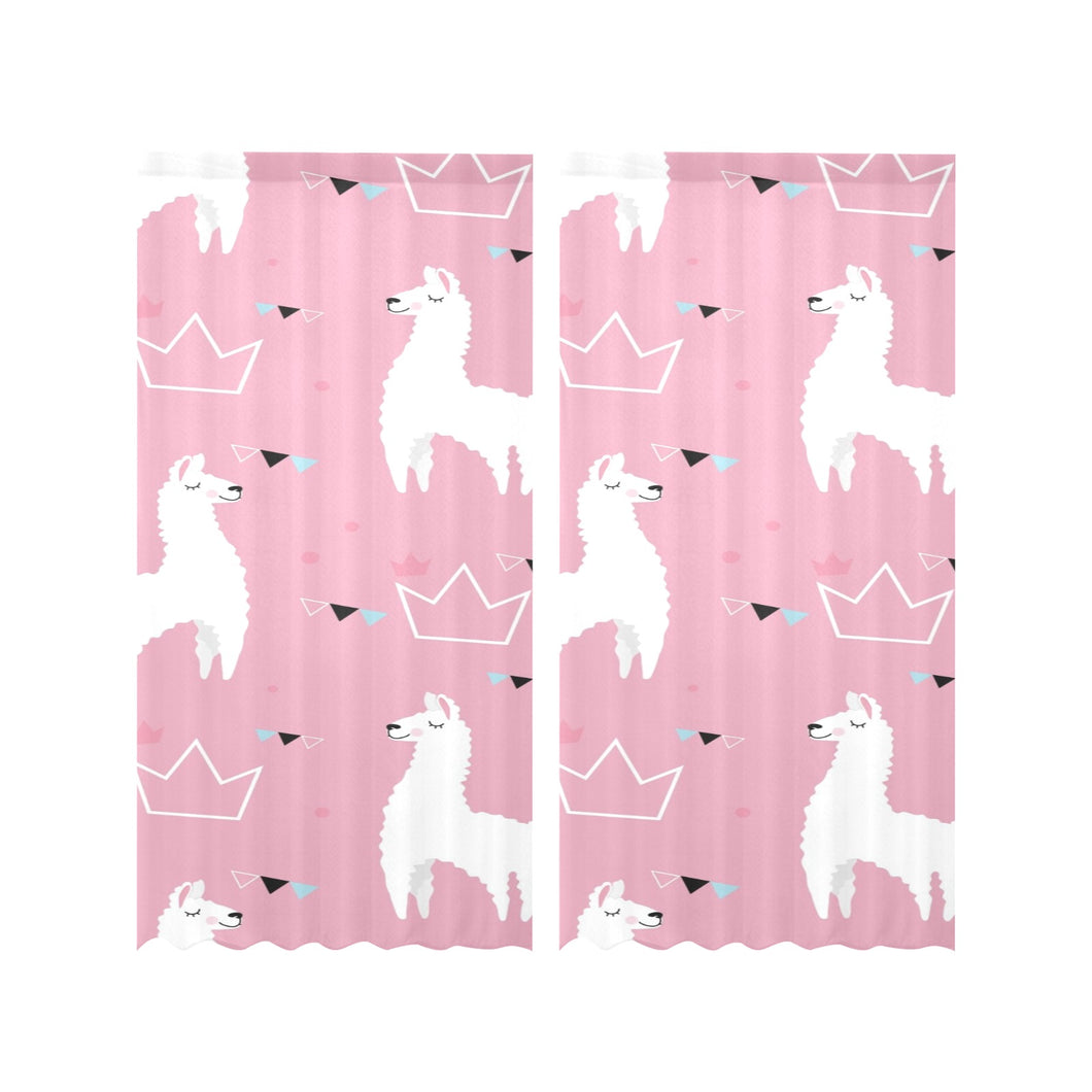 Llama Alpaca pink background Gauze Curtain