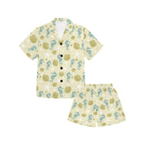 Seahorse shell starfish pattern background Kids' Boys' Girls' V-Neck Short Pajama Set
