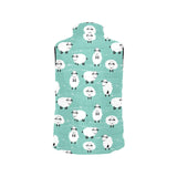 Cute sheep green background Women's Padded Vest