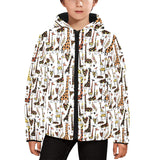 Giraffe Pattern Print Design 05 Kids' Boys' Girls' Padded Hooded Jacket