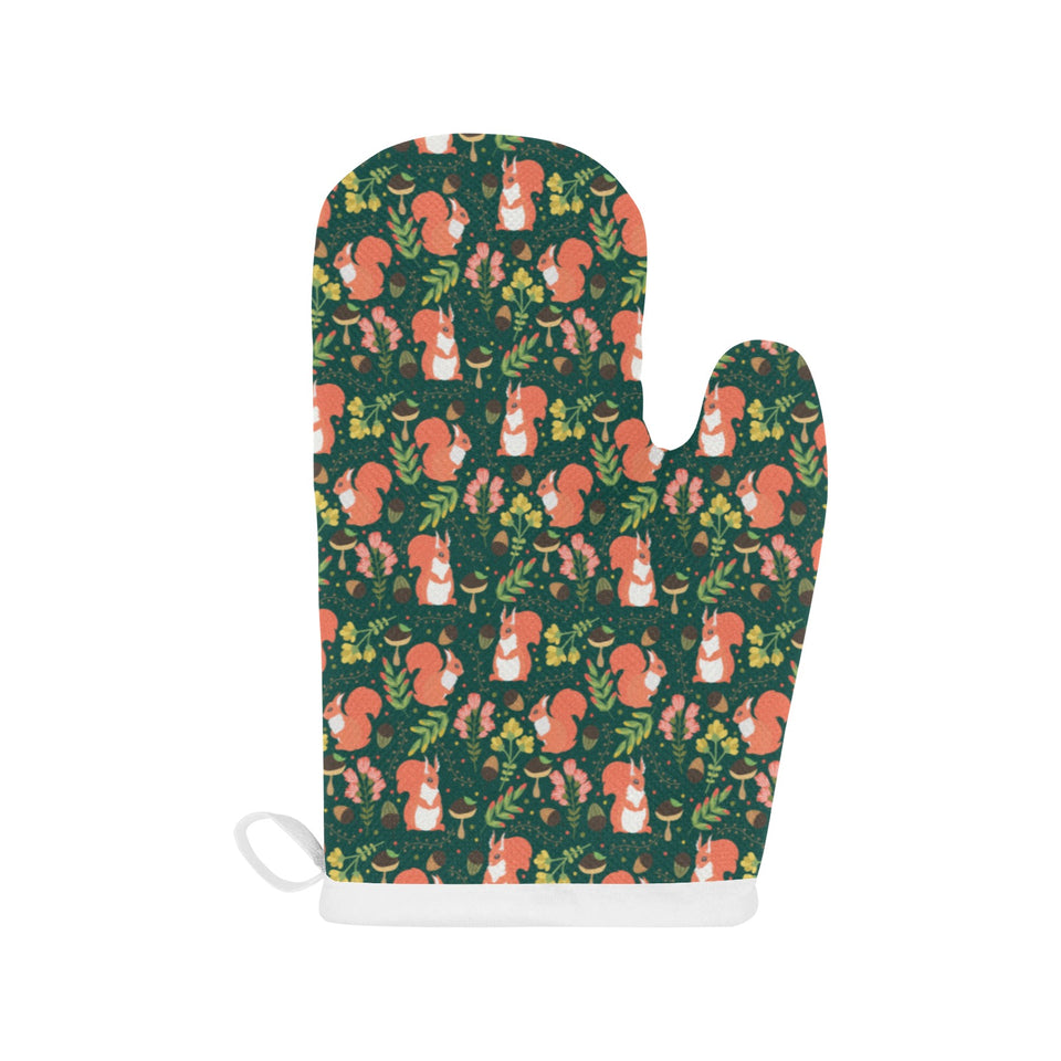 Squirrel Pattern Print Design 03 Heat Resistant Oven Mitts