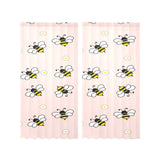 Cute bee flower pattern pink background Gauze Curtain