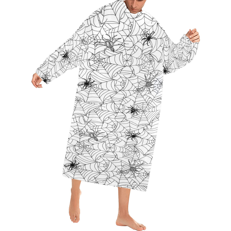 Spider web cobweb pattern Blanket Robe with Sleeves