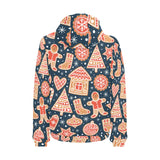 Christmas gingerbread cookie pattern Men's Padded Hooded Jacket
