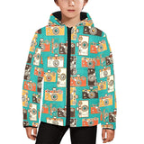 Camera Pattern Print Design 03 Kids' Boys' Girls' Padded Hooded Jacket