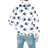 Swallow Pattern Print Design 03 Men's Padded Hooded Jacket