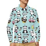 Cute baby panda pattern Men's Long Sleeve Polo Shirt
