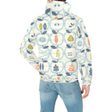apples leaves pattern Men's Padded Hooded Jacket