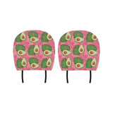 Avocado slices leaves pink back ground Car Headrest Cover