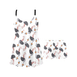 Ostrich Pattern Print Design 02 Chest Sexy Pleated Two Piece Swim Dress