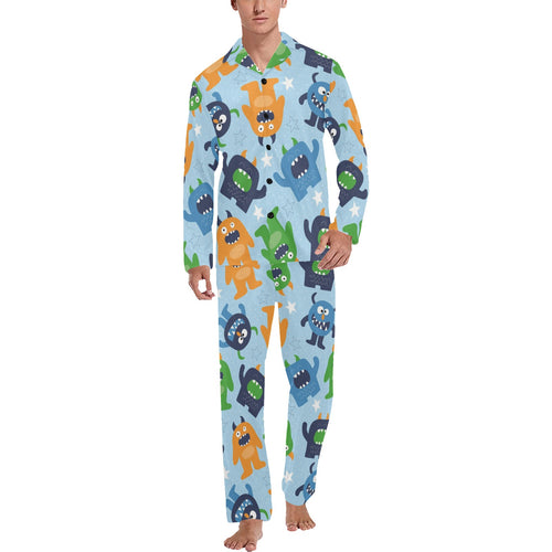 Alien Pattern Print Design 04 Men's Long Pajama Set