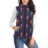 Watercolor colorful seahorse pattern Women's Padded Vest