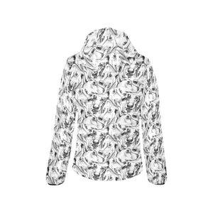 Greyhound Pattern Print Design 01 Women's Padded Hooded Jacket