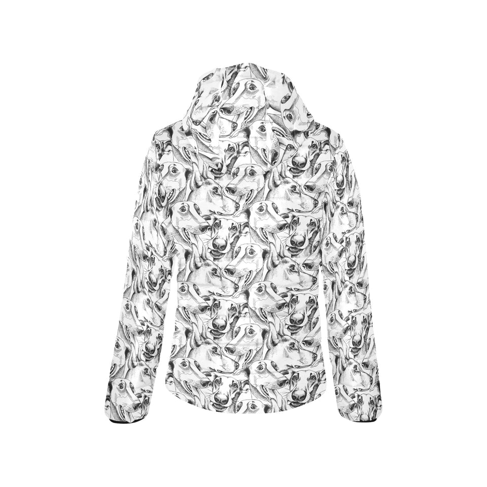 Greyhound Pattern Print Design 01 Women's Padded Hooded Jacket