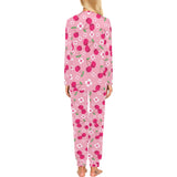 cherry flower pattern pink background Women's All Over Print Pajama Set