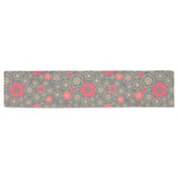 Red gold Sakura cherry blossom gray background Table Runner