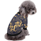 Gold dragon pattern All Over Print Pet Dog Round Neck Fuzzy Shirt