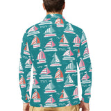 Cute sailboat pattern Men's Long Sleeve Polo Shirt