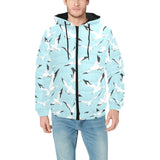 Seagull Pattern Print Design 01 Men's Padded Hooded Jacket