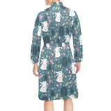 Cute rabbit pattern Men's Long Sleeve Belted Night Robe