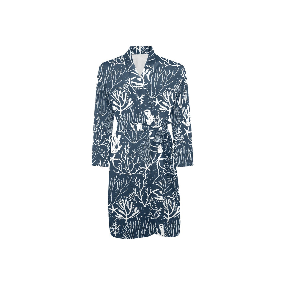 Coral Reef Pattern Print Design 05 Men's Long Sleeve Belted Night Robe