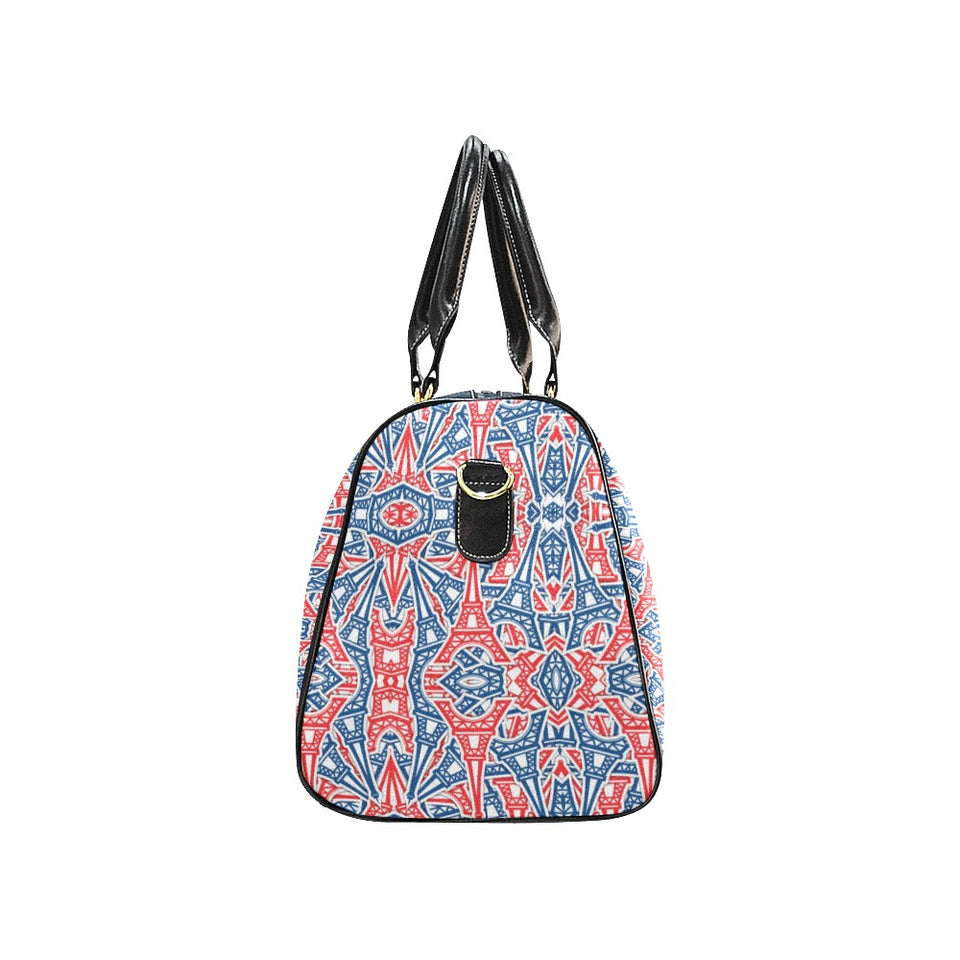 Blue Red Eiffel Tower Pattern Print Design 02 Travel Bag