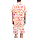 Hand drawn heart design pattern Men's V-Neck Short Pajama Set