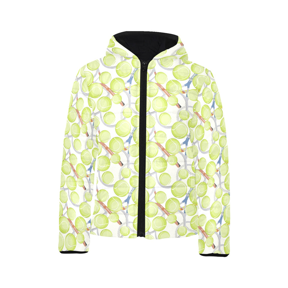 Tennis Pattern Print Design 01 Kids' Boys' Girls' Padded Hooded Jacket