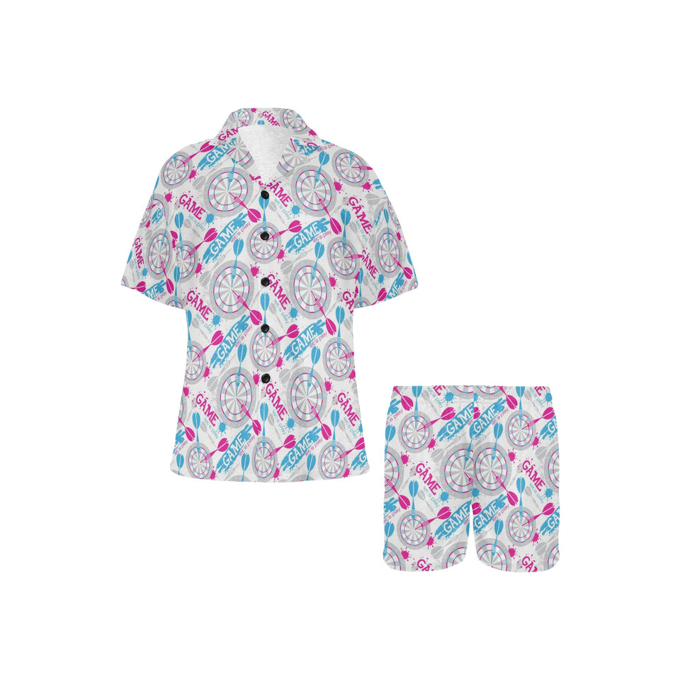 Darts Pattern Print Design 01 Women's V-Neck Short Pajama Set