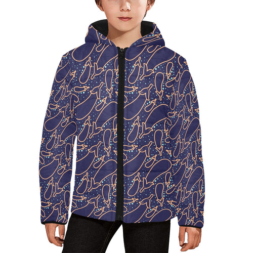 Eggplant Pattern Print Design 04 Kids' Boys' Girls' Padded Hooded Jacket