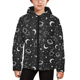 Hand drawn space rocket star planet Kids' Boys' Girls' Padded Hooded Jacket