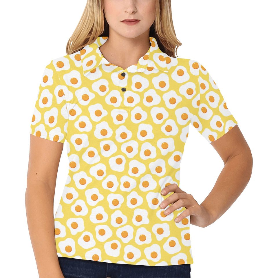 Fried Eggs Pattern Print Design 05 Women's All Over Print Polo Shirt