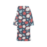 dragon fruits dark blue background Blanket Robe with Sleeves