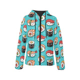 Cute sushi pattern Women's Padded Hooded Jacket