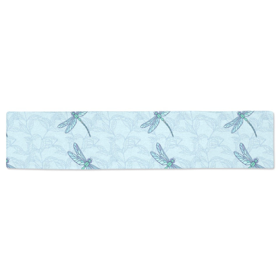 Dragonfly pattern blue background Table Runner