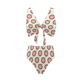 Darts Pattern Print Design 04 Chest Bowknot High Waisted Bikini Swimsuit