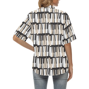 Piano Pattern Print Design 04 Women's All Over Print Hawaiian Shirt