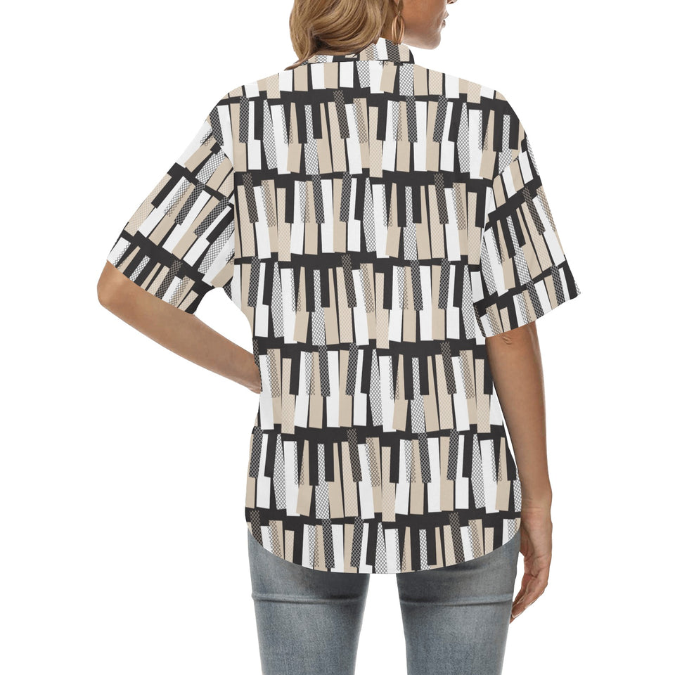 Piano Pattern Print Design 04 Women's All Over Print Hawaiian Shirt