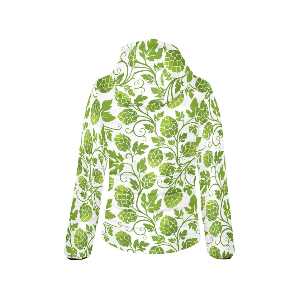 Hop design pattern Women's Padded Hooded Jacket