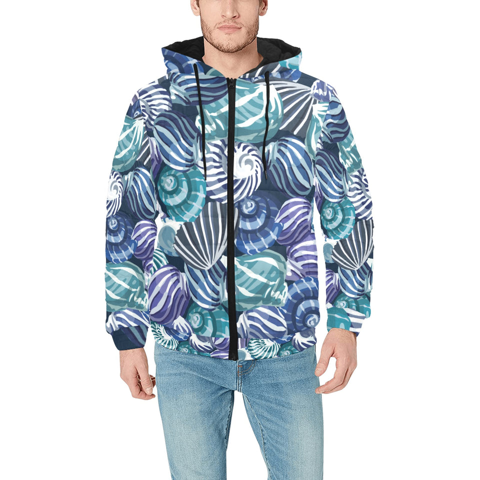 Shell design pattern Men's Padded Hooded Jacket