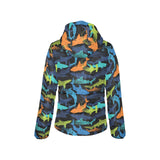 Colorful shark Women's Padded Hooded Jacket